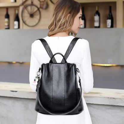 Genuine Leather Women Bag with Multiple Compartments and Fashion Backpack Design - Women’s fashion backpack genuine