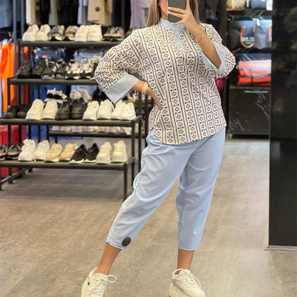 Geometric Pattern Fabric Stitching Suit in Rose Red Orange and Blue - Teleplus stitching suit