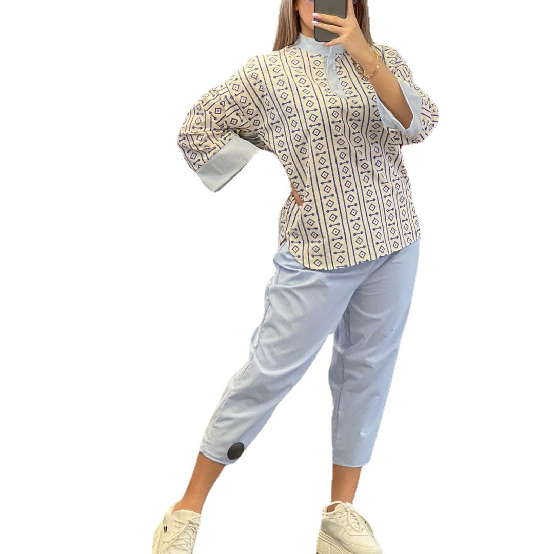 Geometric Pattern Fabric Stitching Suit in Rose Red Orange and Blue - Teleplus stitching suit