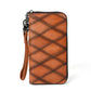 Geometric Pattern Leather Wallet for Men with Retro Yellow and Brown Styles - Zipper Bag Women: Holds Phones Bad