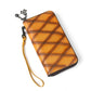 Geometric Pattern Leather Wallet for Men with Retro Yellow and Brown Styles - Zipper Bag Women: Holds Phones Bad