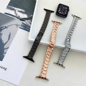 Geometric Pattern Metal Smart Watch Strap for iWatch Non-Apple Compatible - Teleplus geometric pattern metal fashion