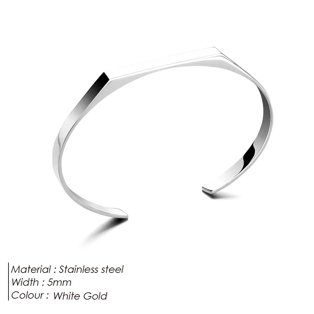 Geometric Simple Advanced Stainless Steel Light Luxury Men’s Bracelet - Geometric Stainless Steel Light Luxury