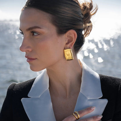 Geometric Square Gold Earrings - Get Square with Gold Earrings for Geometry Geeks