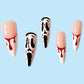 Ghost Face Halloween Nail Art Kit With Butterfly Bow and Glue for Wear - scream ghost face halloween wear