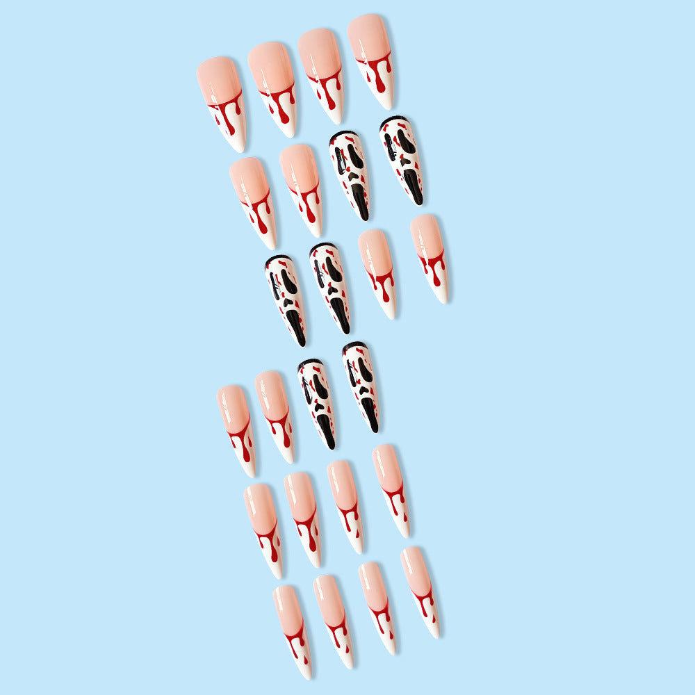 Ghost Face Halloween Nail Art Kit With Butterfly Bow and Glue for Wear - scream ghost face halloween wear