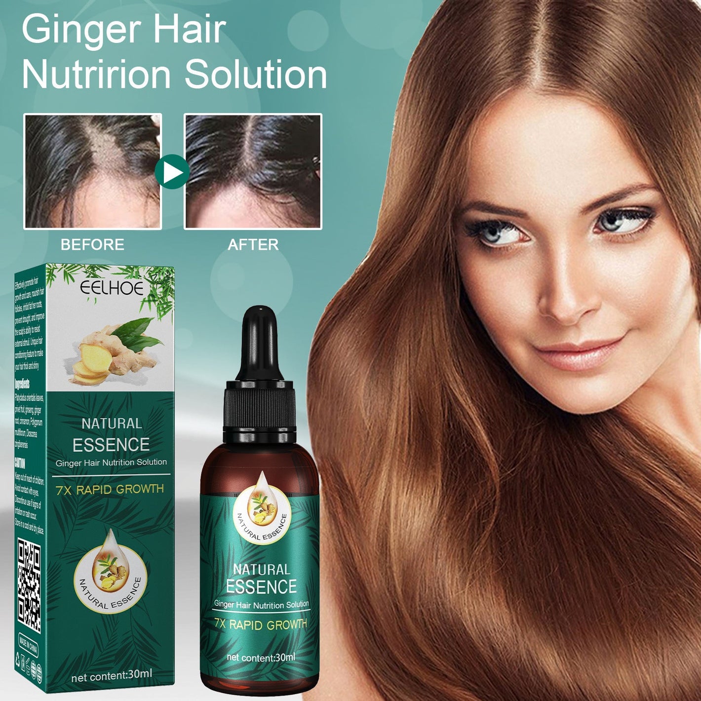 Ginger Hair Follicle Repair Essential Oil for Care and Regrowth - essential oil hair care net content