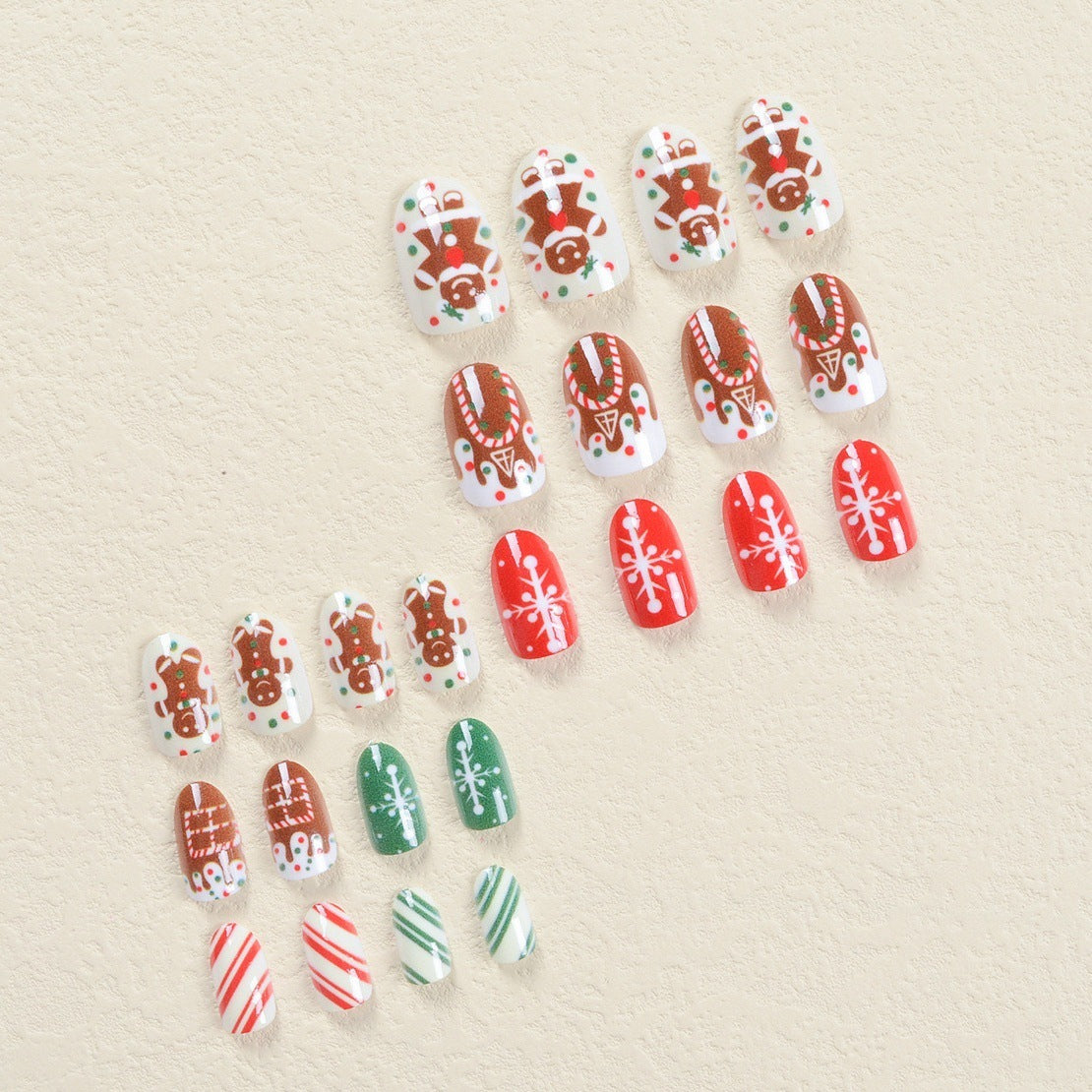 Gingerbread Man Chocolate Fake Nail Set with Jelly Glue and Decorative Accessories - fruit gingerbread man chocolate