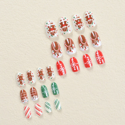 Gingerbread Man Chocolate Fake Nail Set with Jelly Glue and Decorative Accessories - fruit gingerbread man chocolate