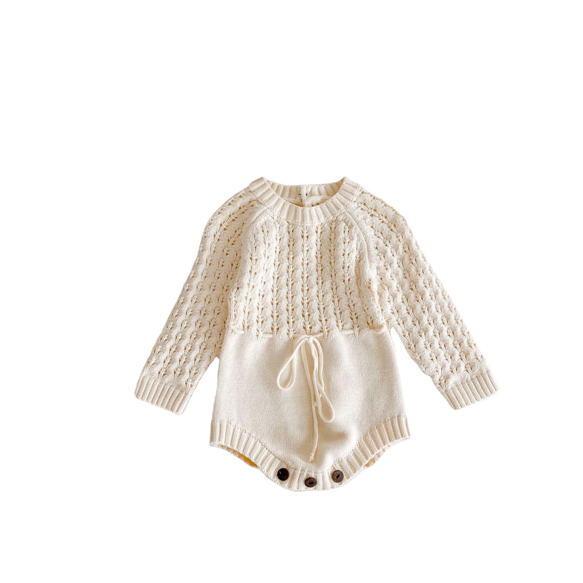 Girl Baby Knitted Hollow Waist Girdle Long Sleeves Harpy Dress Triangle - Baby Knitted Girdle Dress for Tiny