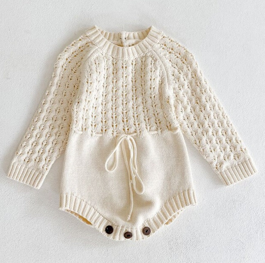 Girl Baby Knitted Hollow Waist Girdle Long Sleeves Harpy Dress Triangle - Baby Knitted Girdle Dress for Tiny