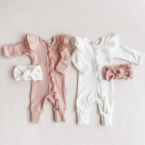 Milky White and Pink No Hair Band for Toddlers in United States CHF - Baby Jumpsuit: Fashionably Knit with united