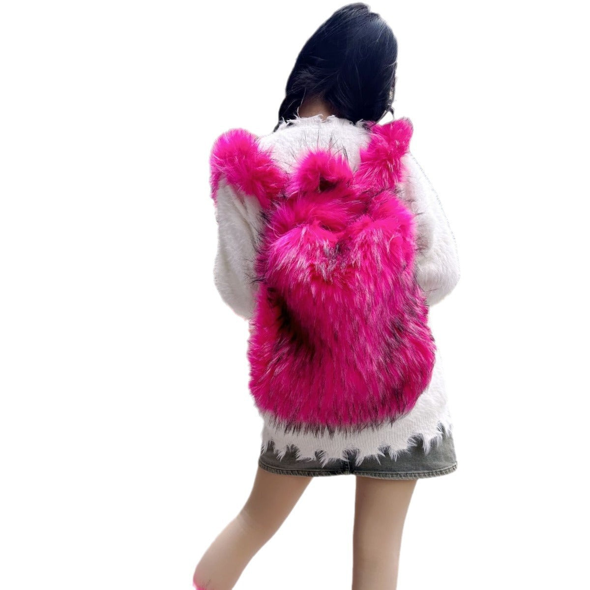 Girl Plush Backpack with Fur Hot Style in Various Bright Colors - fur hot girl plush backpack