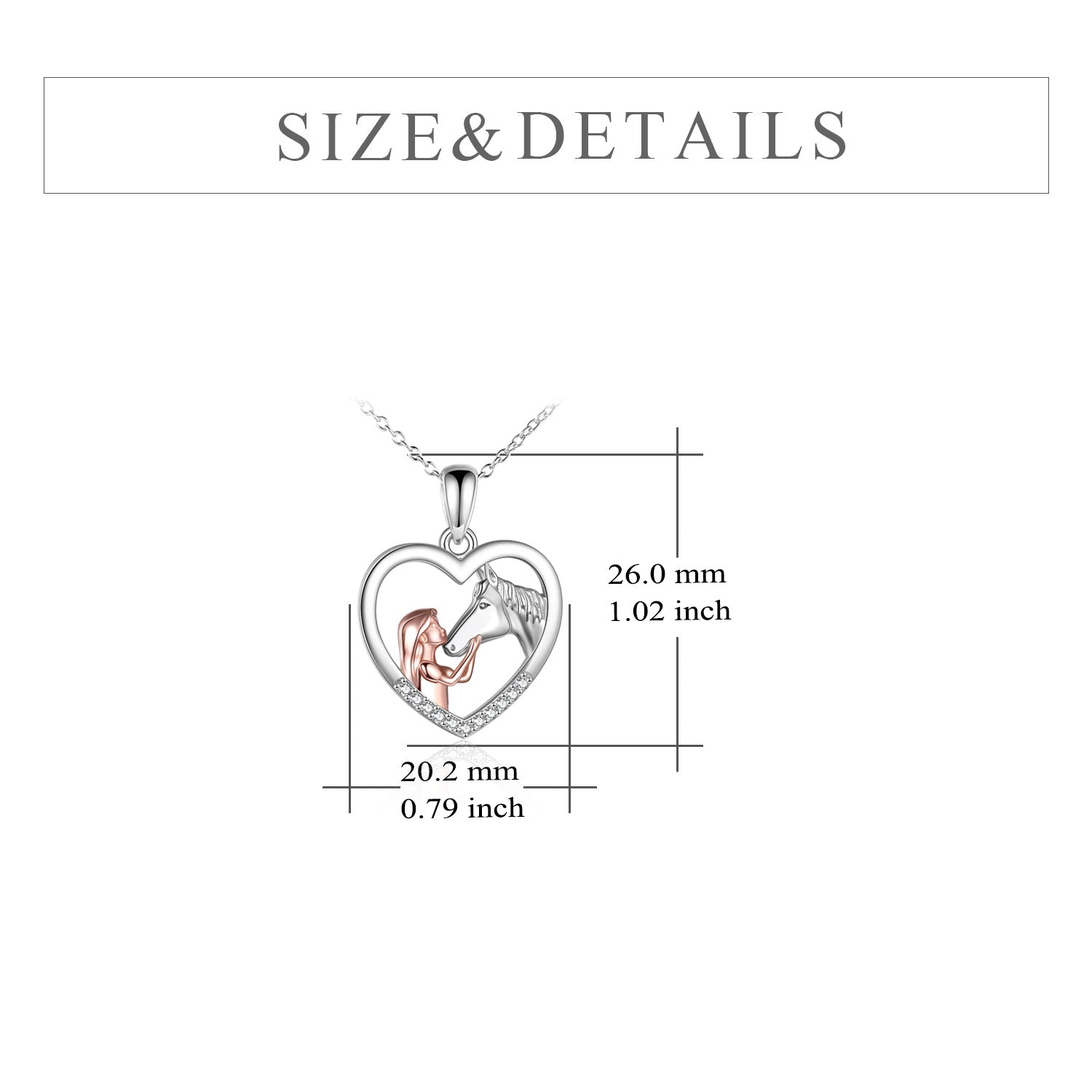 Girls and Horse Pendant Necklace Sterling Silver Gifts for Women Girls - Shiny Sterling Silver Horse Pendant Necklace