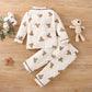 Girls’ Bear Printed Pajamas Long-sleeve Suit - Cuddle Up Cutely in Girls Bear Pajamas Suit