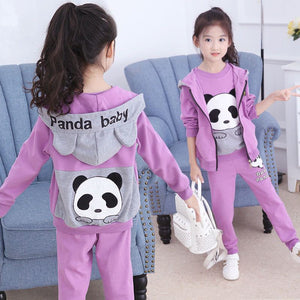 Cartoon Panda and Swallow Fabric Sets in Purple Pink Rose Red for US Buyers - Three-Piece Suit Fashionable Tiny