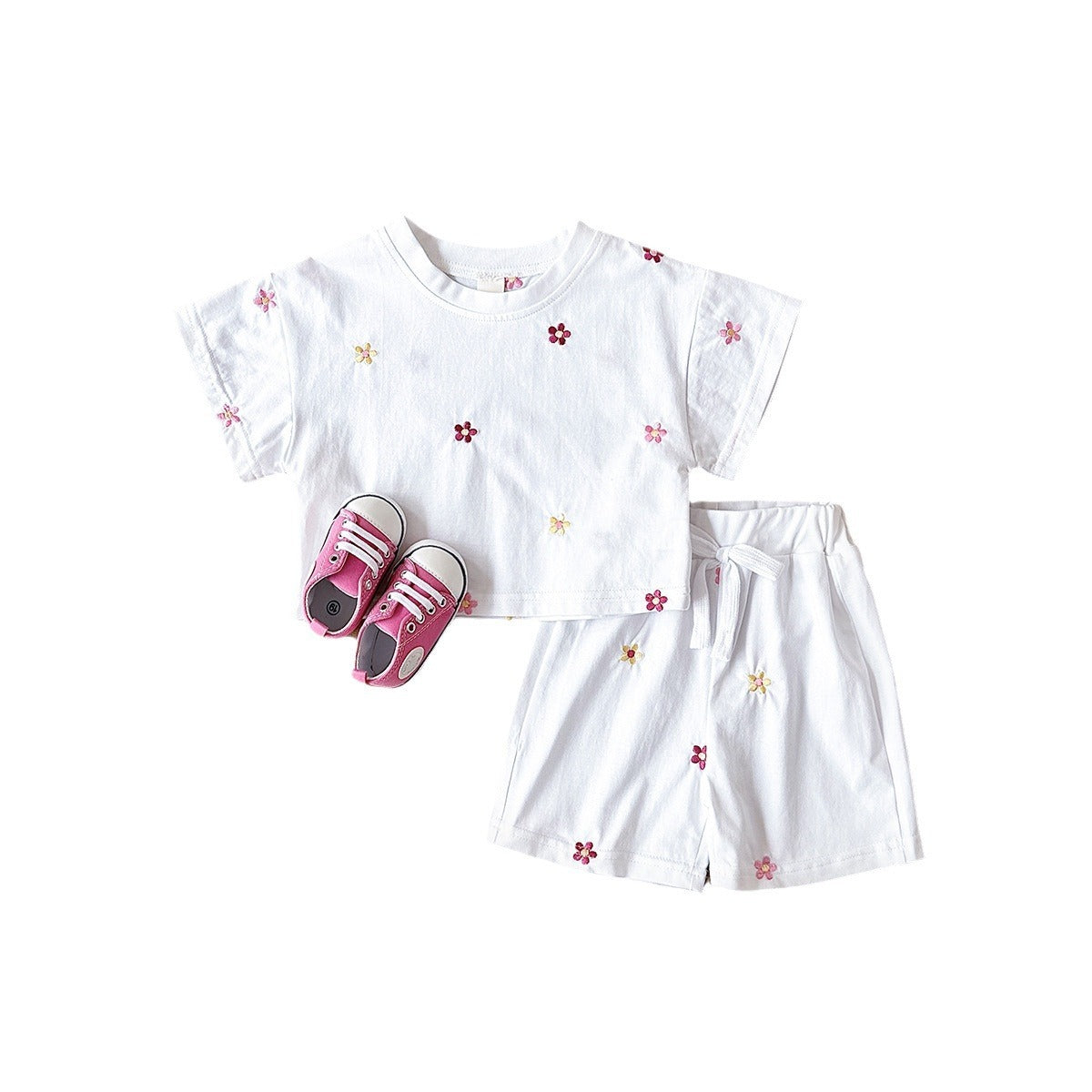 Girls’ Floral T-shirt Comfortable All-match Suit - Floral Fun for Tiny Tots in Comfy Style