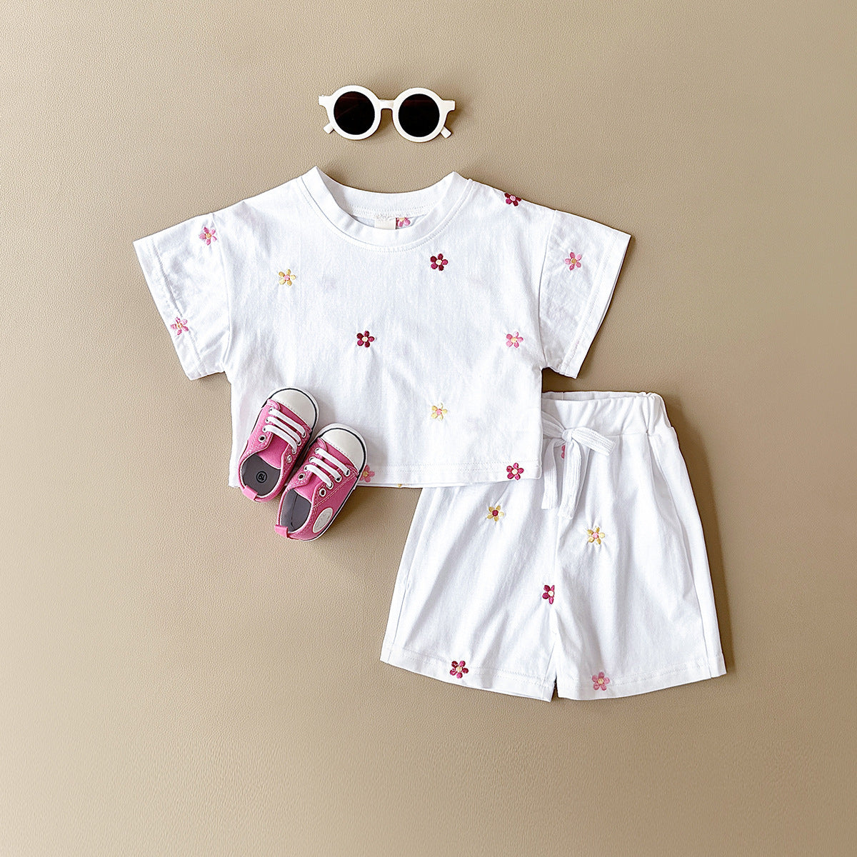 Girls’ Floral T-shirt Comfortable All-match Suit - Floral Fun for Tiny Tots in Comfy Style