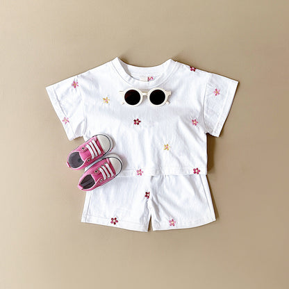 White Floral Baby Suit for 6-24 Months Suitable the United States - Fun Tiny Tots in Comfy Style united states chf