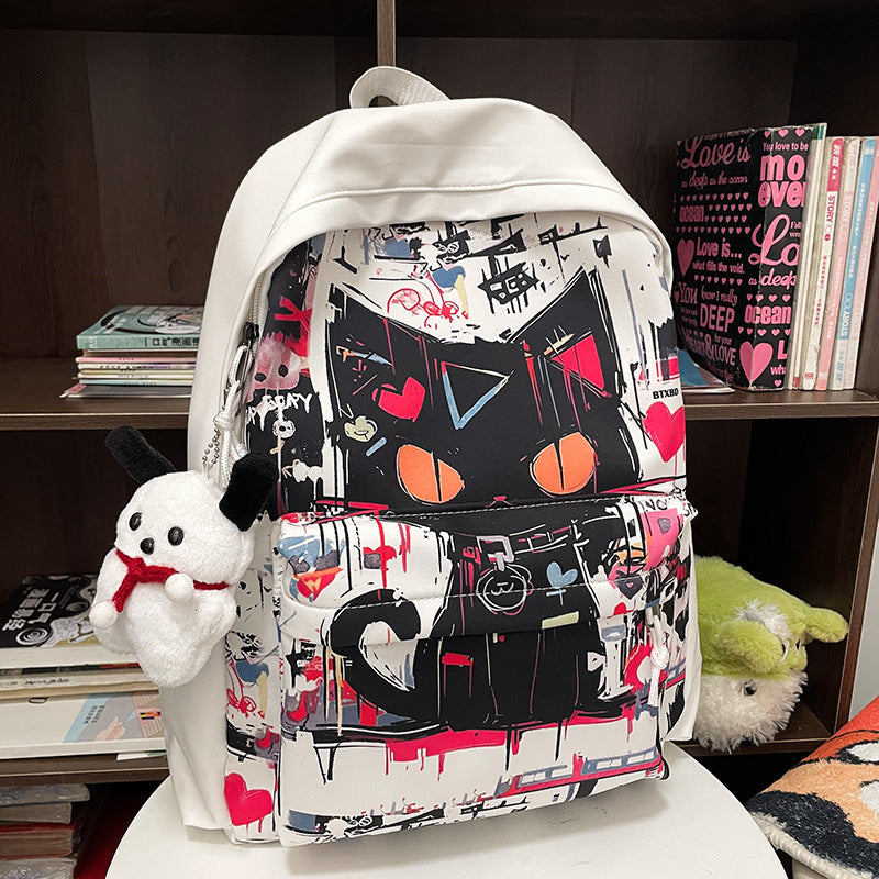 Girls’ Harajuku Style Personalized Graffiti Simple All-match Backpack - Pack Your Style with a Splash of Harajuku Fun