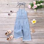 Girls Hollow-out Camisole Denim Jumpsuit - Chic Baby Jumpsuit for Tiny Fashionistas