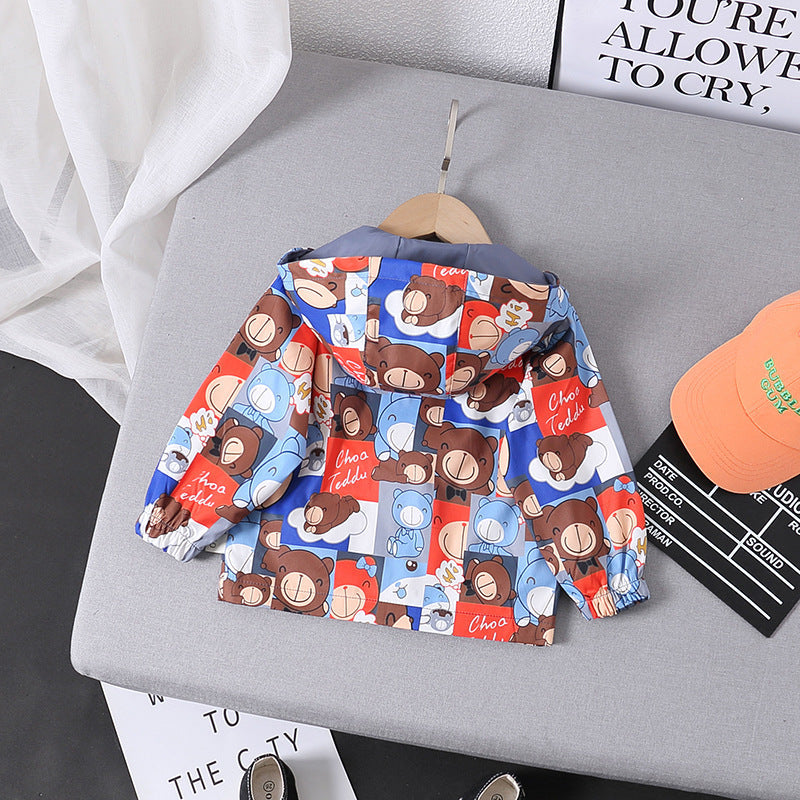 Girls Korean Style Trendy Cartoon Cotton Dress in Light Blue and Orange - Teleplus girls korean style trendy small
