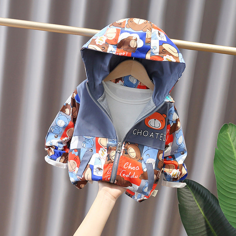 Girls Korean Style Trendy Cartoon Cotton Dress in Light Blue and Orange - Teleplus girls korean style trendy small