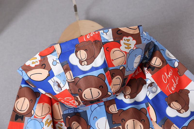 Girls Korean Style Trendy Cartoon Cotton Dress in Light Blue and Orange - Teleplus girls korean style trendy small