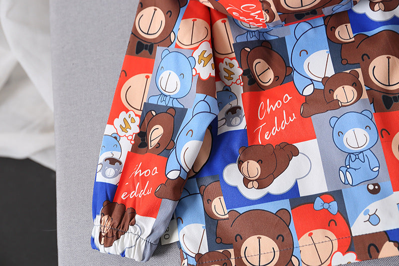 Girls Korean Style Trendy Cartoon Cotton Dress in Light Blue and Orange - Teleplus girls korean style trendy small