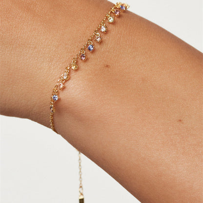 Girls Summer Ins Special-interest Design 925 Silver Bracelet - Girls Summer 925 Silver Bracelet with Zircon Inlay