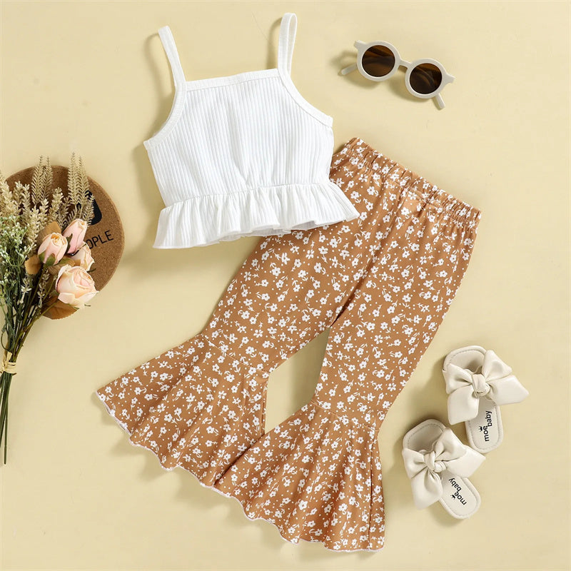 White Cotton Two-Piece Pants Set for Women US Size CHF Compatible - Trendy Lil Suspenders Tiny Fashionistas united