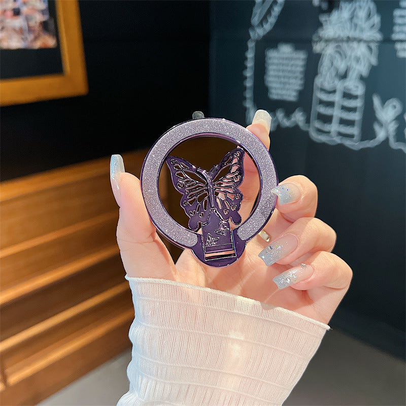 Glitter Butterfly Phone Case Magnetic Sticky Lazy Bracket Holder - with glitter butterfly phone case sticky lazy bracket