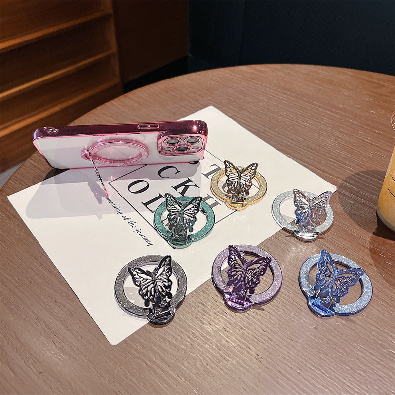 Glitter Butterfly Phone Case Magnetic Sticky Lazy Bracket Holder - with glitter butterfly phone case sticky lazy bracket