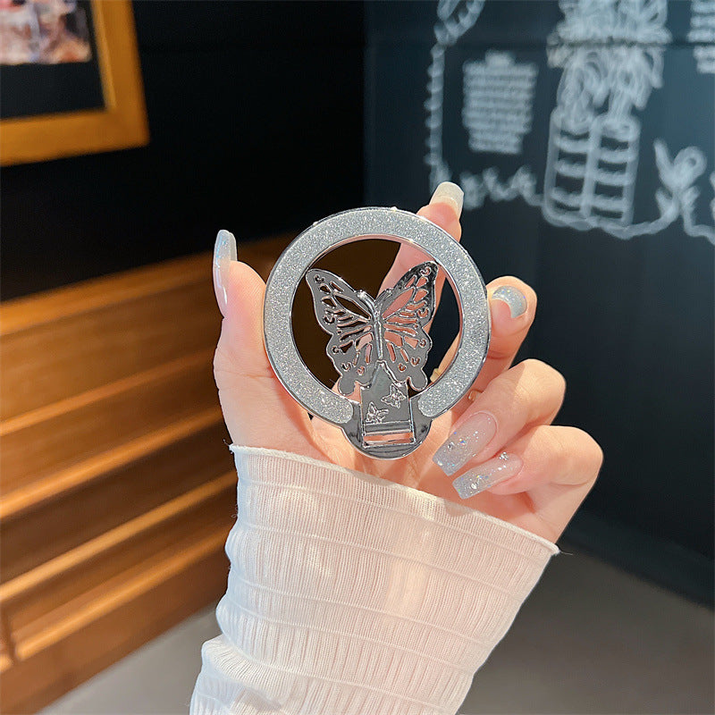 Glitter Butterfly Phone Case Magnetic Sticky Lazy Bracket Holder - with glitter butterfly phone case sticky lazy bracket