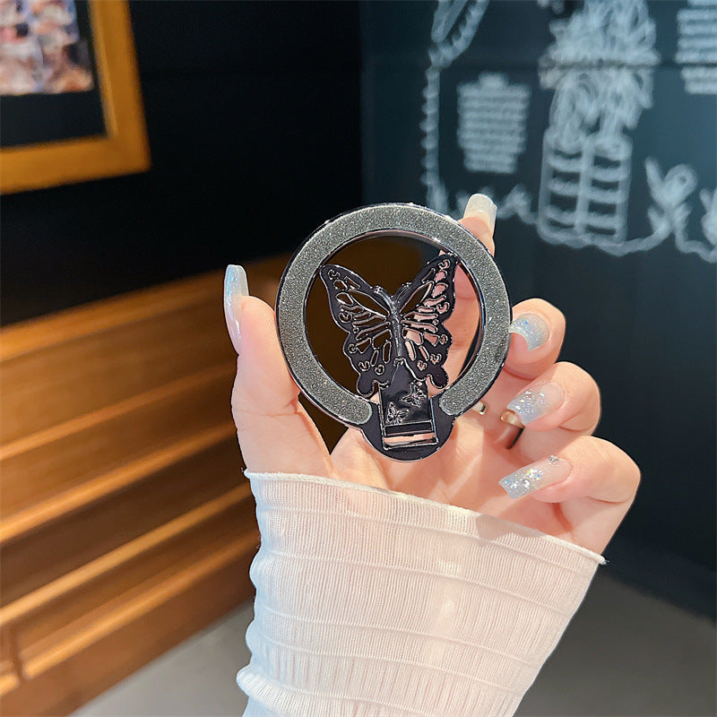 Glitter Butterfly Phone Case Magnetic Sticky Lazy Bracket Holder - with glitter butterfly phone case sticky lazy bracket