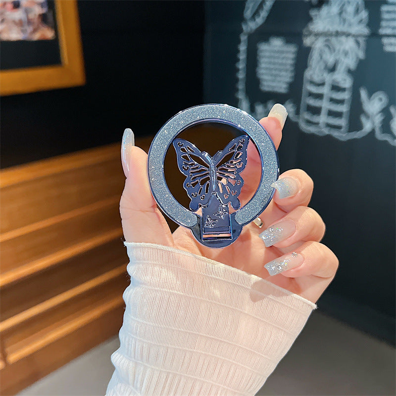 Glitter Butterfly Phone Case Magnetic Sticky Lazy Bracket Holder - with glitter butterfly phone case sticky lazy bracket