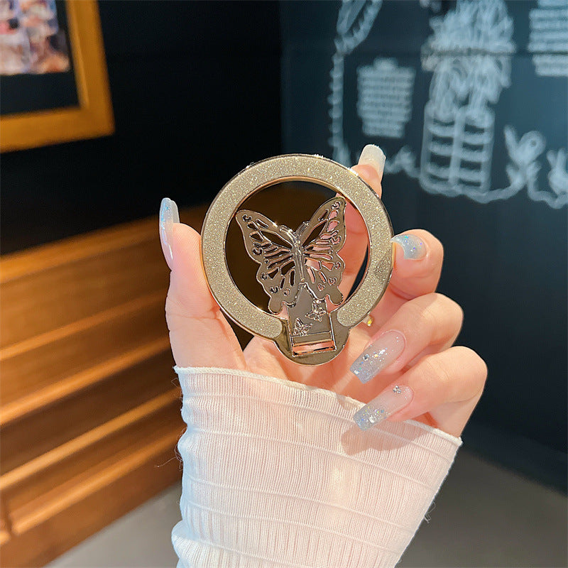 Glitter Butterfly Phone Case Magnetic Sticky Lazy Bracket Holder - with glitter butterfly phone case sticky lazy bracket