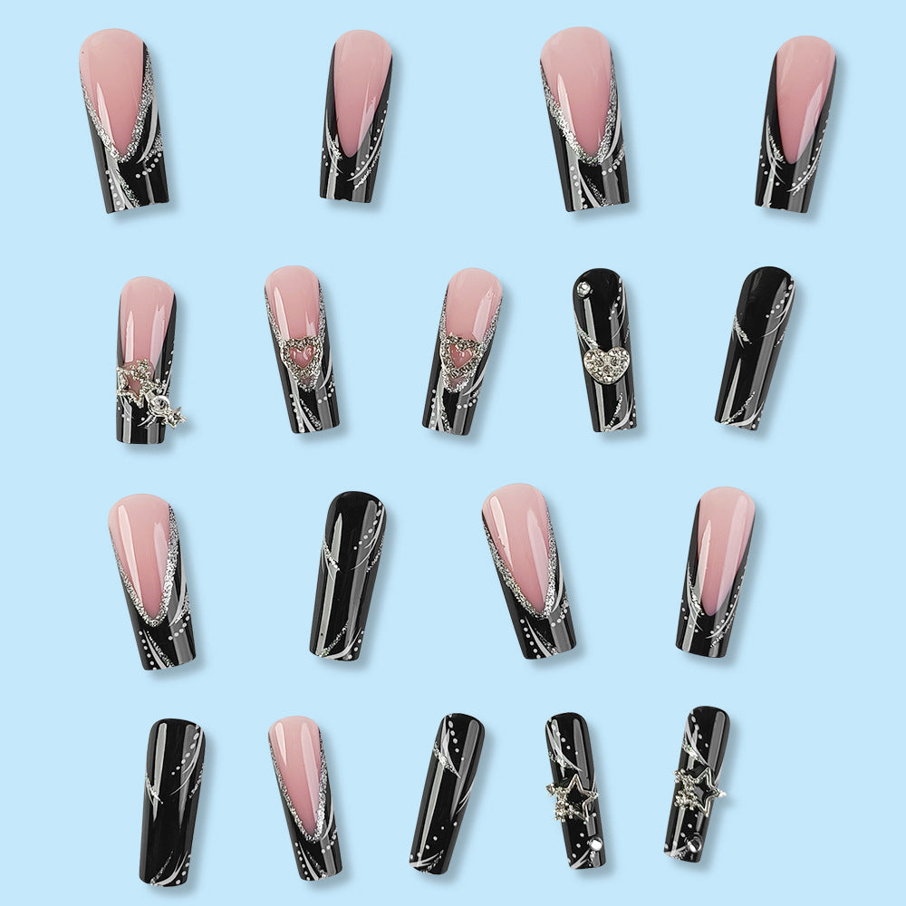 Glitter French Fake Nail Tips Set with Jelly Glue for Long-Lasting Finish - Teleplus french fake nail tip finished