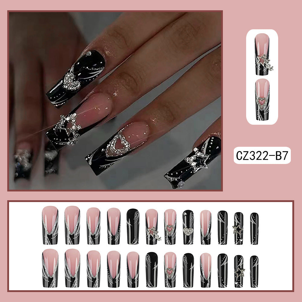 Glitter French Fake Nail Tips Set with Jelly Glue for Long-Lasting Finish - Teleplus french fake nail tip finished