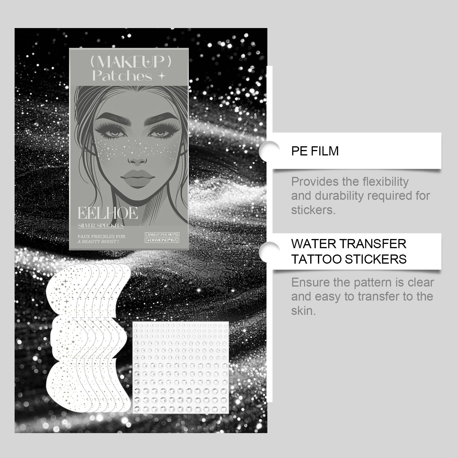 Glitter Spots Tattoo Sticker Set Easy Freckles Water Transfer Tattoos - glitter spots tattoo sticker easy freckles