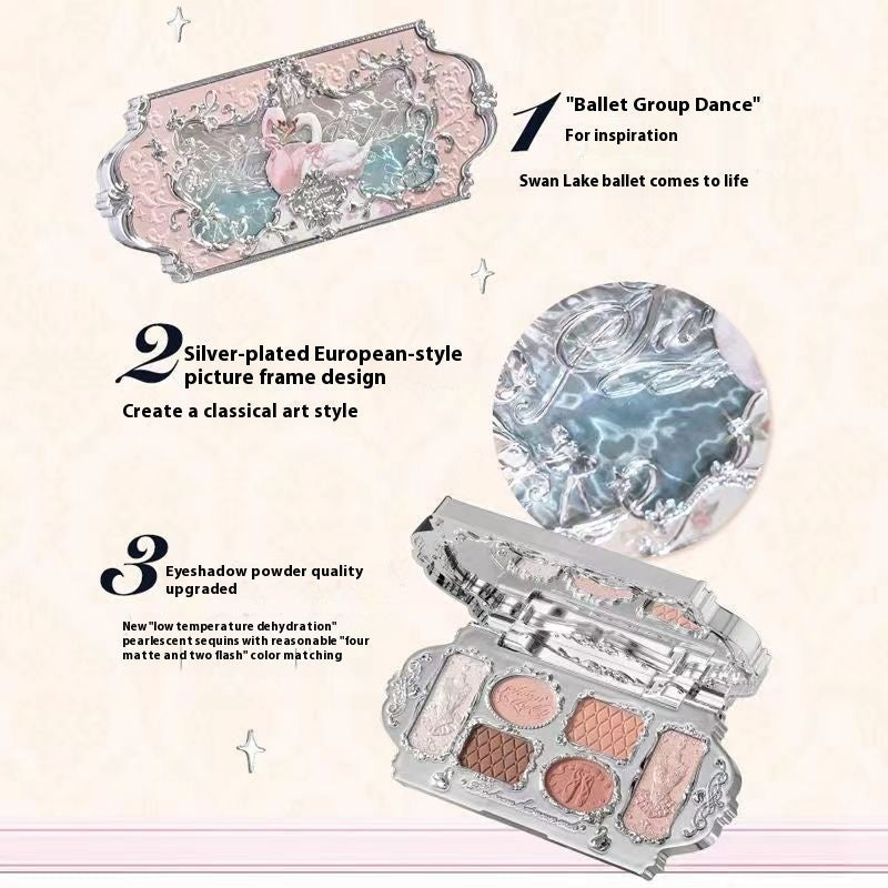 Glittering Pearlescent Six Color Eyeshadow Palette for Neutral Skin Tones - Teleplus six color eyeshadow glittering