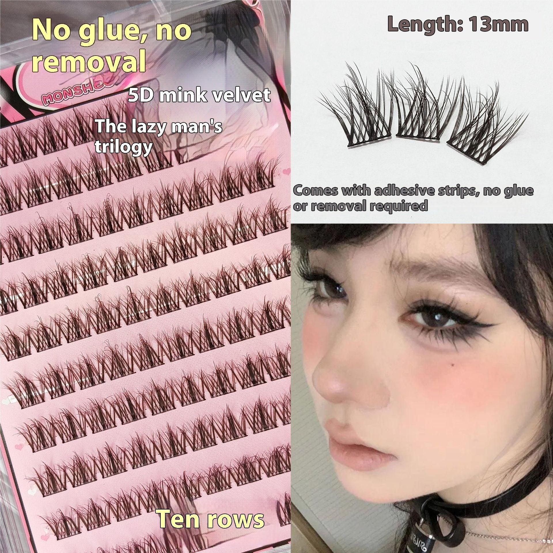 Glue-Free 5D Mink Eyelashes in Various Rows for False the United States - Teleplus united states chf false eyelashes