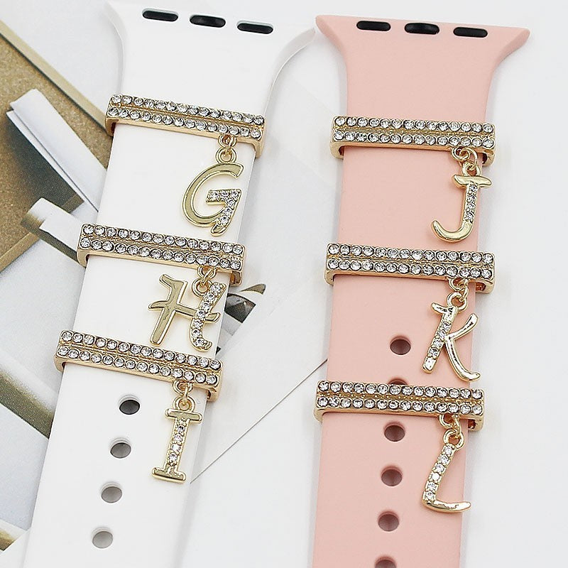 Gold Alphabet Letter Decoration for Silicone Watch Straps 38mm42mm - Teleplus Strap silicone strap letter decoration
