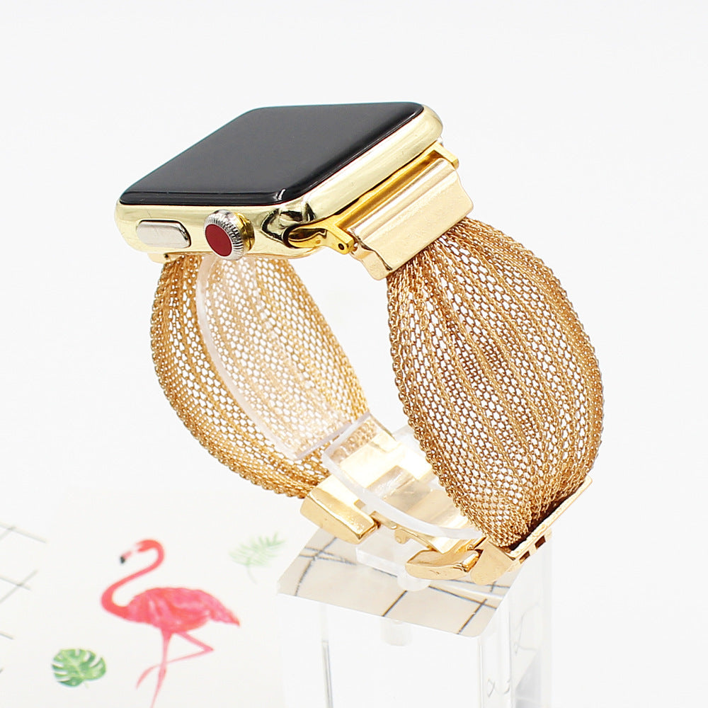 Gold and Rose Stainless Steel Metal Bracelet Strap for Smart Watches - smart watch stainless steel metal bracelet strap