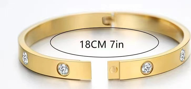 Gold Bracelets For Women 14K Gold Plated Friendship Love Bangle Bracelets Cubic Zirconia Stainless Steel Bracelet