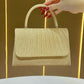 Gold Crinkle Handbag Metallic Evening Shoulder Bag for Women - gold crinkle handbag shoulder bag