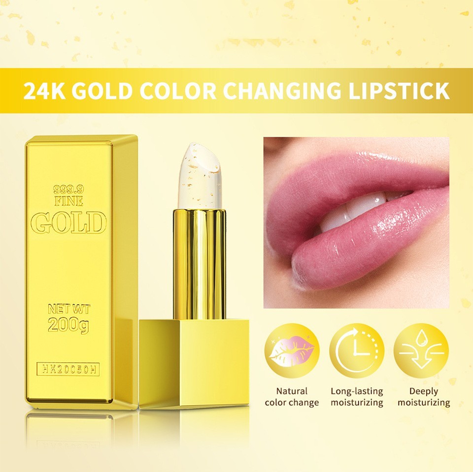 Gold Foil Color Changing Lipstick Long Lasting Moisturizing Makeup - lasting moisturizing gold foil color changing
