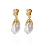 Gold Foil Pearl Earrings Electroplated Female Copper Retro Design - for Classy Goofballs gold foil pearl earrings