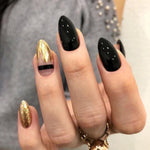 Gold Glitter Pointed Fake Nails Set for Wear 24 Pieces - gold glitter pointed wear finished fake nails