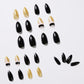 Gold Glitter Pointed Fake Nails Set for Wear 24 Pieces - gold glitter pointed wear finished fake nails